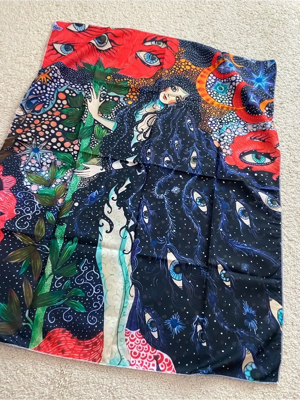 Psychedelic Goth Graphic Hanging Girl Eyes Tapestry Wall Decor